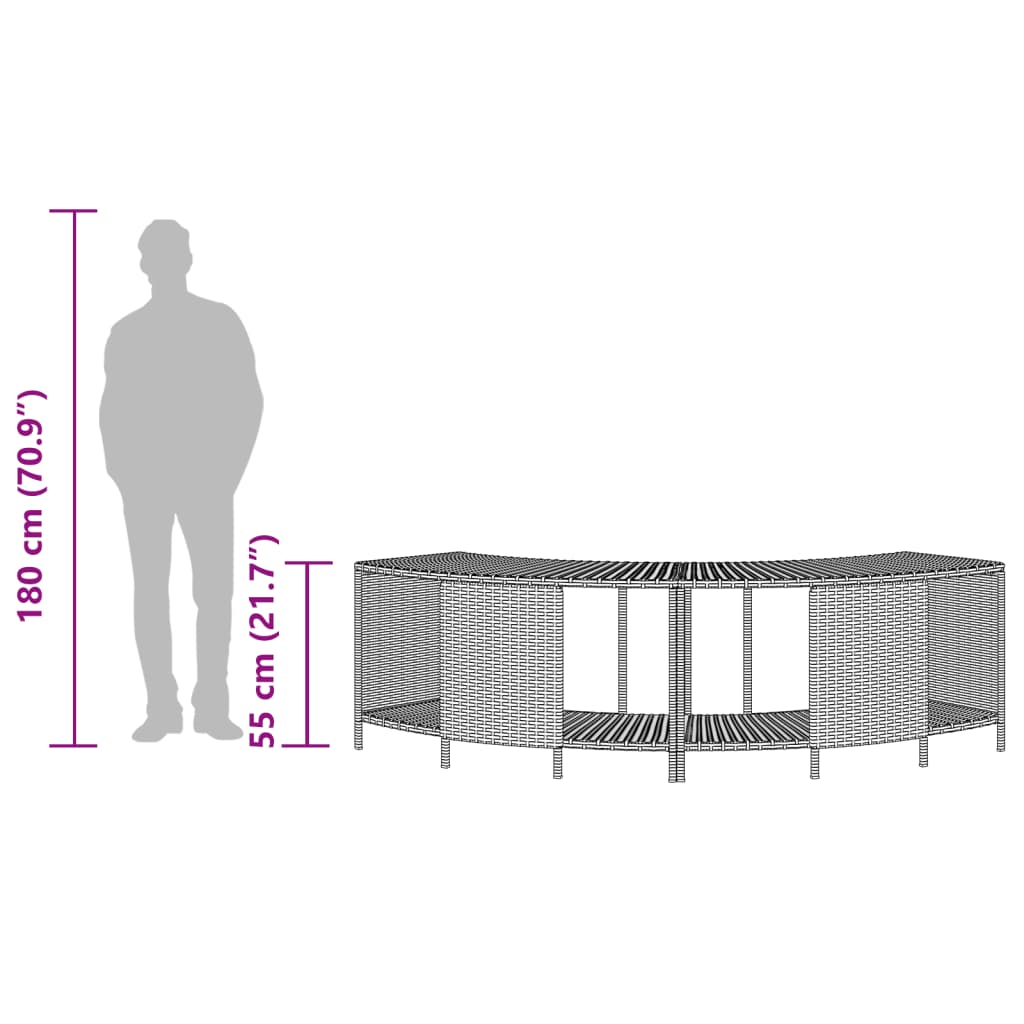 opbevaringshylder til spabad 2 stk. polyrattan grå