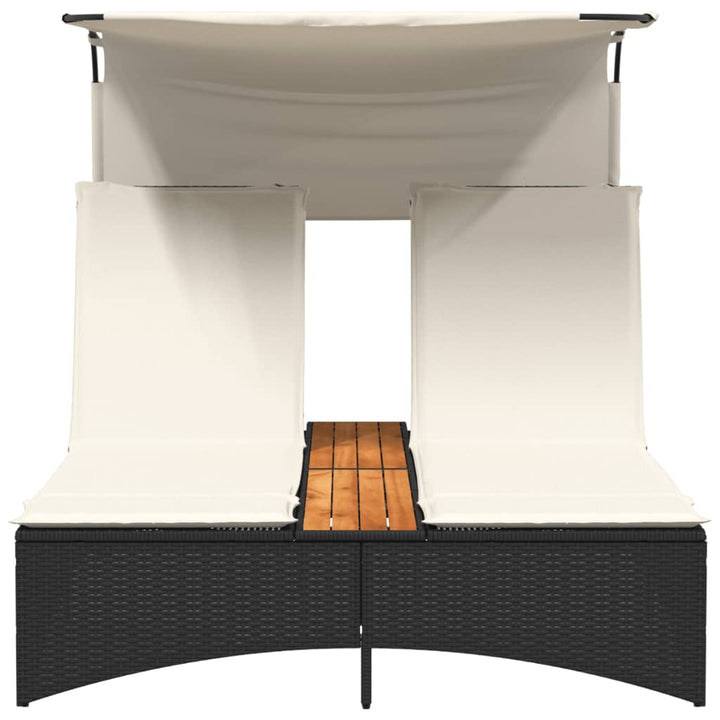 solseng med baldakin og hynder polyrattan sort
