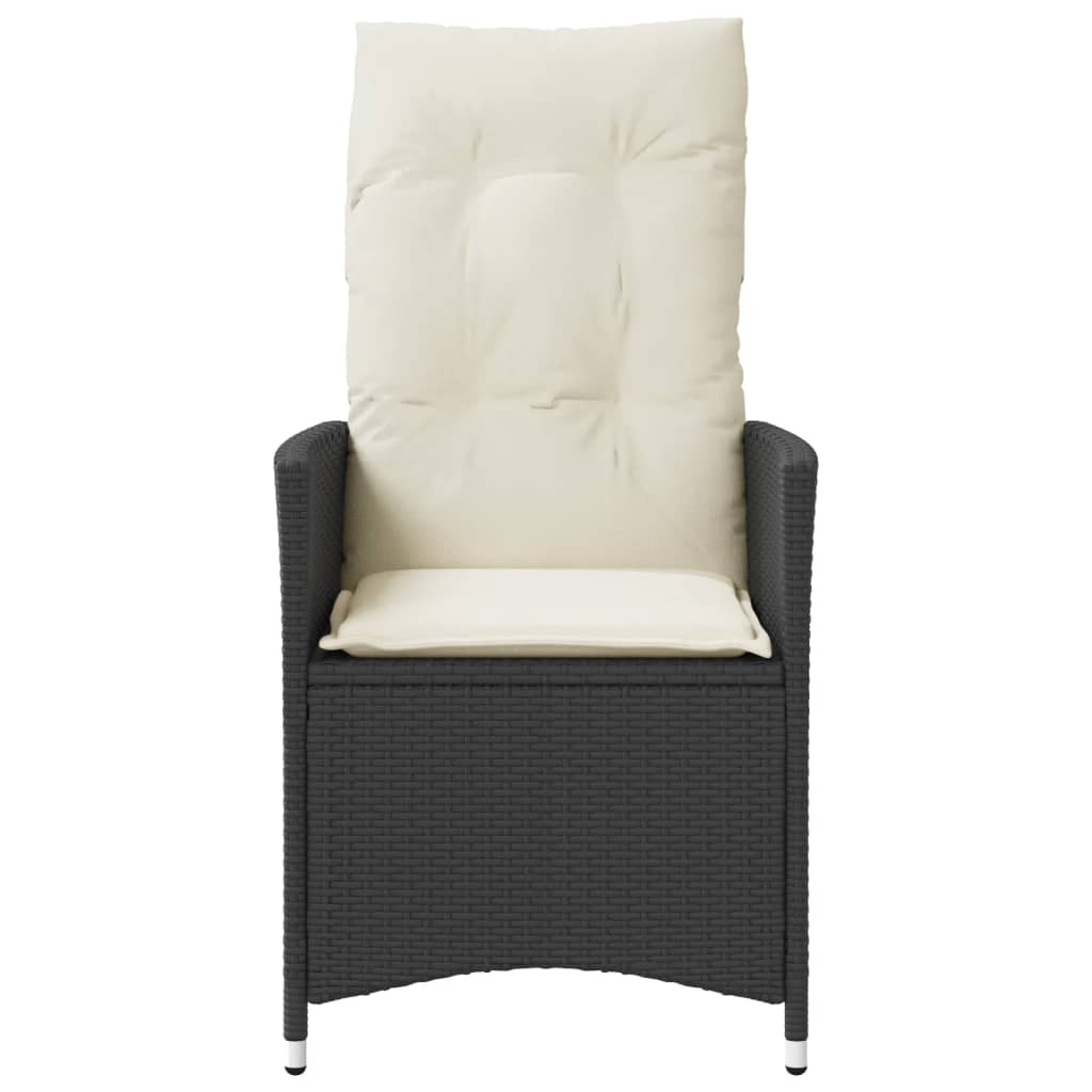 havestol med hynder justerbart ryglæn polyrattan sort