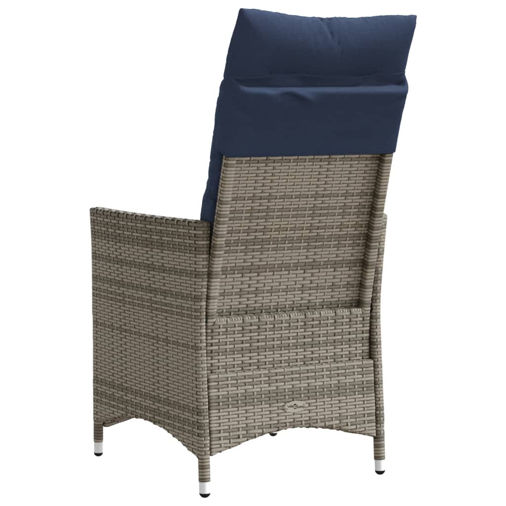 havestol med hynder grå polyrattan