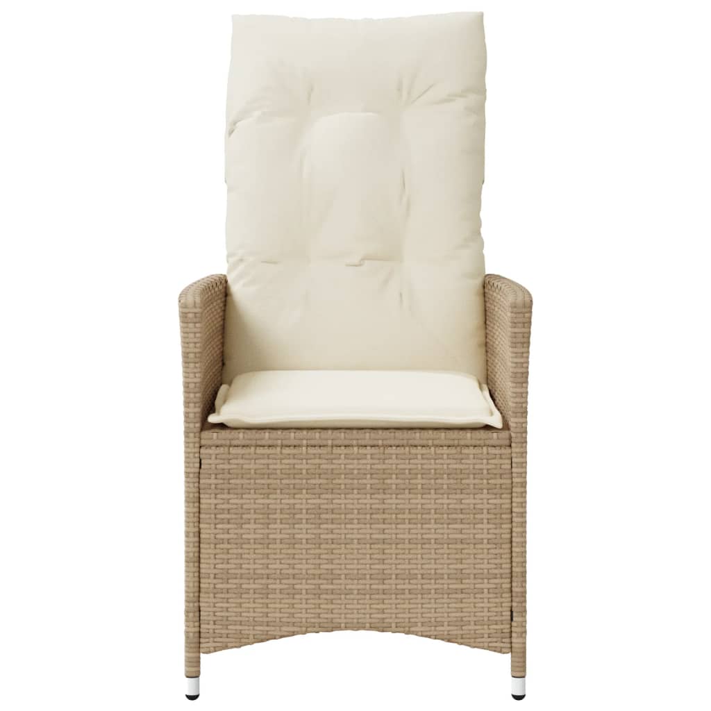 havestole 2 stk. med lænefunktion og hynder polyrattan beige