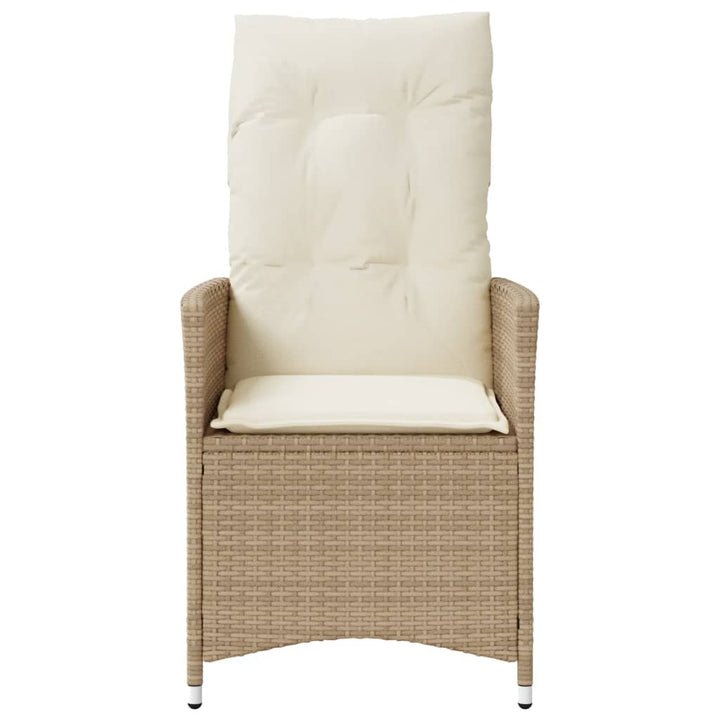 havestole 2 stk. med lænefunktion og hynder polyrattan beige