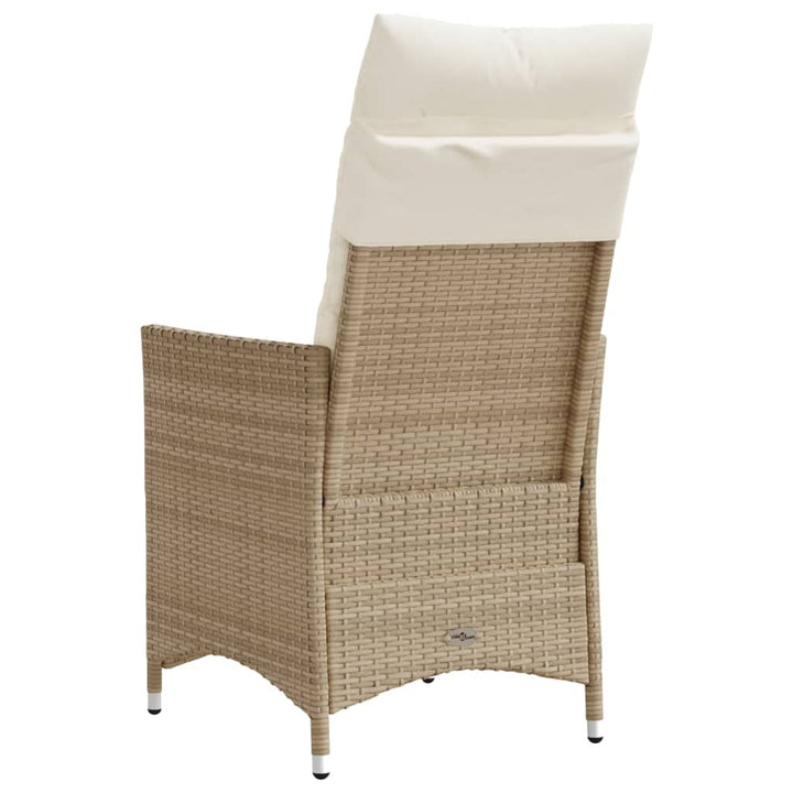 havestole 2 stk. med lænefunktion og hynder polyrattan beige