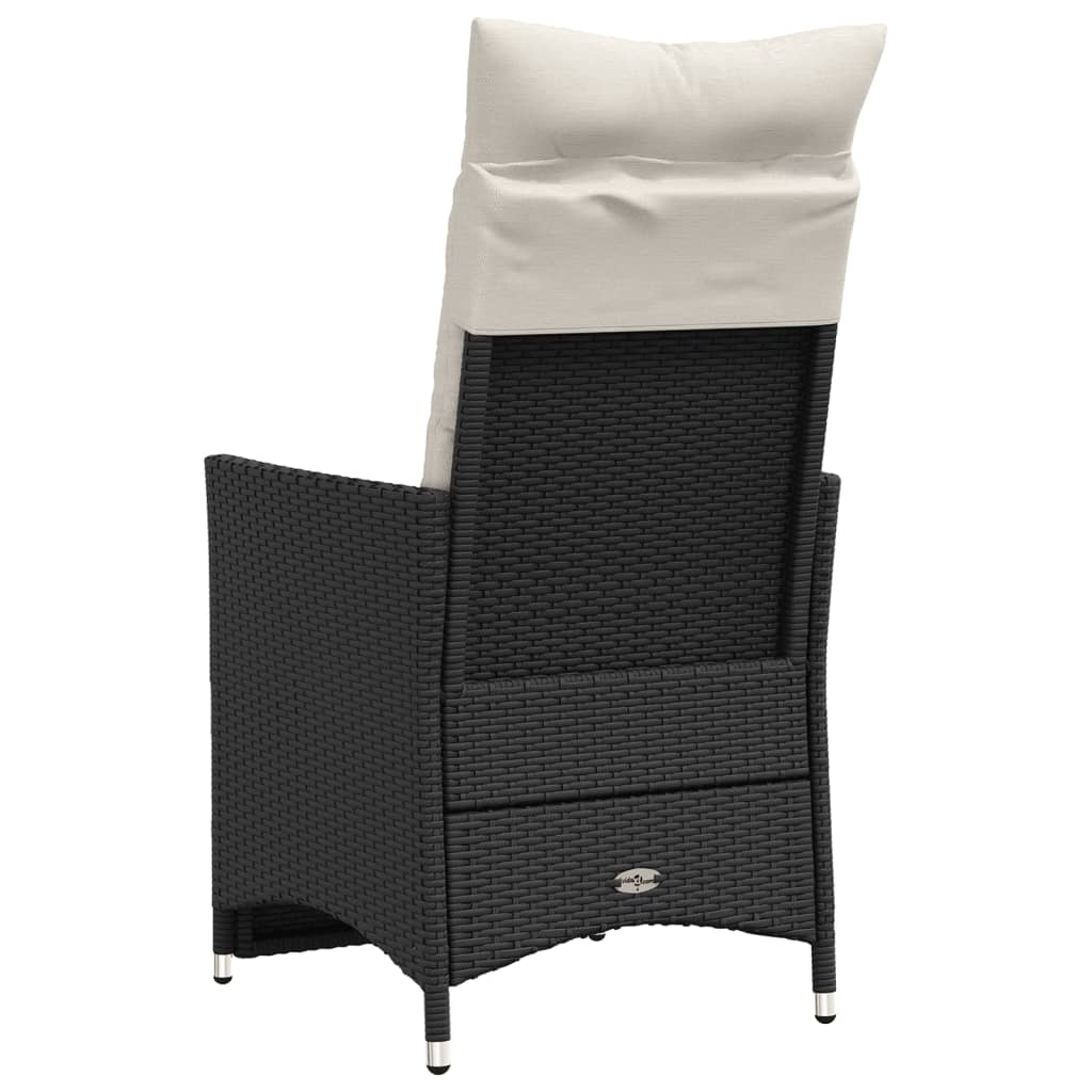 havestol med hynder justerbart ryglæn polyrattan sort