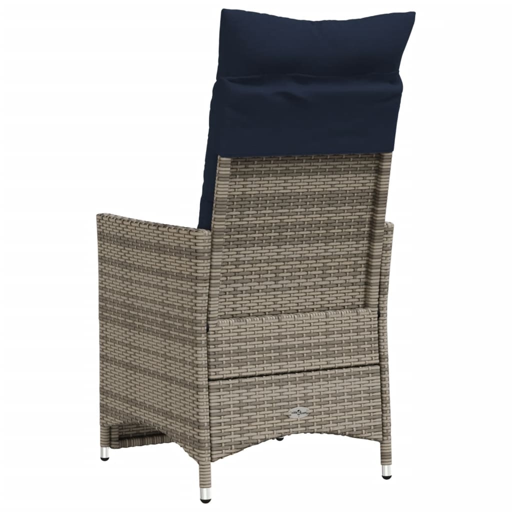 havestol med hynder grå polyrattan