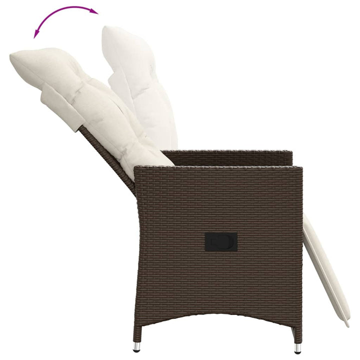 havestole 2 stk. med lænefunktion og hynder polyrattan brun