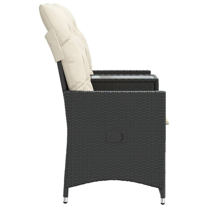 2-personers havesofa med bord og lænefunktion polyrattan sort