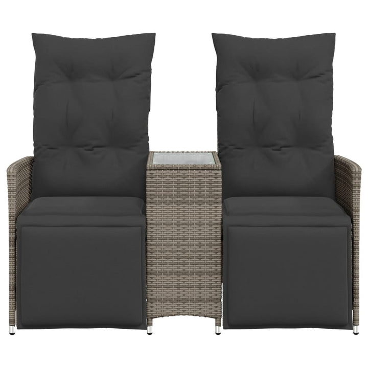 2-personers havesofa med bord og lænefunktion polyrattan grå