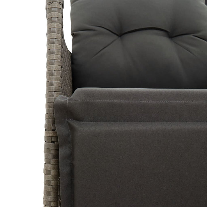2-personers havesofa med bord og lænefunktion polyrattan grå