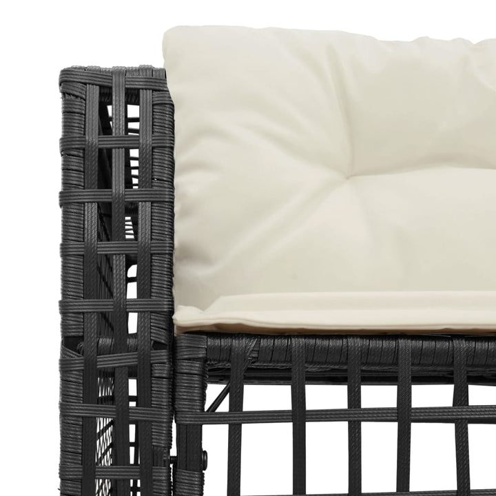 havesofa med hynder og fodskammel L-formet polyrattan sort