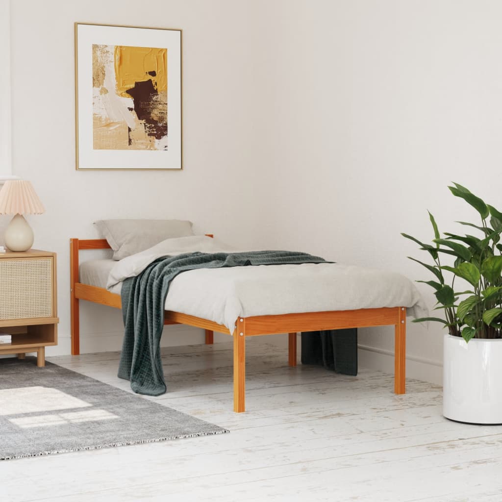seniorseng 75x190 cm massivt fyrretræ gyldenbrun