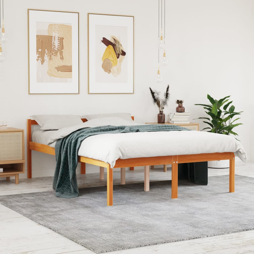 seniorseng 135x190 cm massivt fyrretræ gyldenbrun