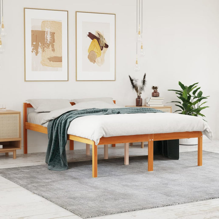 seniorseng 135x190 cm massivt fyrretræ gyldenbrun