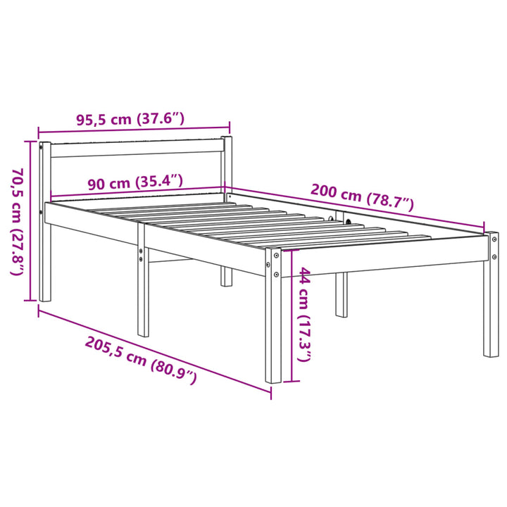 seniorseng 90x200 cm massivt fyrretræ gyldenbrun