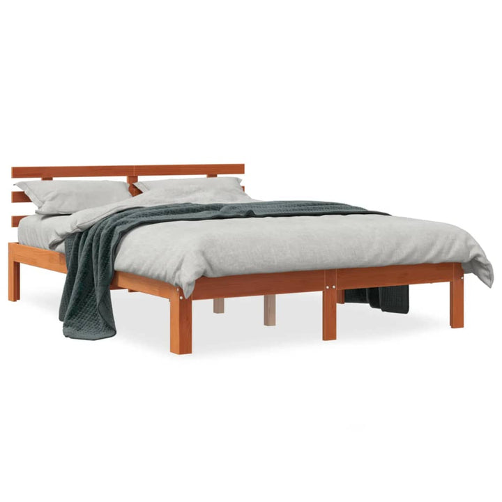 sengeramme uden madras 140x190 cm massivt fyrretræ gyldenbrun