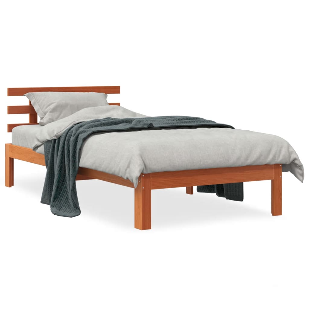 sengeramme uden madras 100x200 cm massivt fyrretræ gyldenbrun