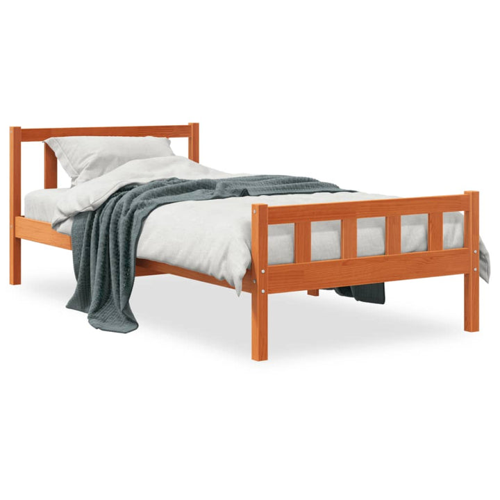 sengeramme uden madras 75x190 cm massivt fyrretræ gyldenbrun