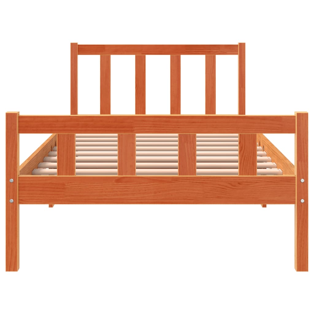 sengeramme uden madras 75x190 cm massivt fyrretræ gyldenbrun