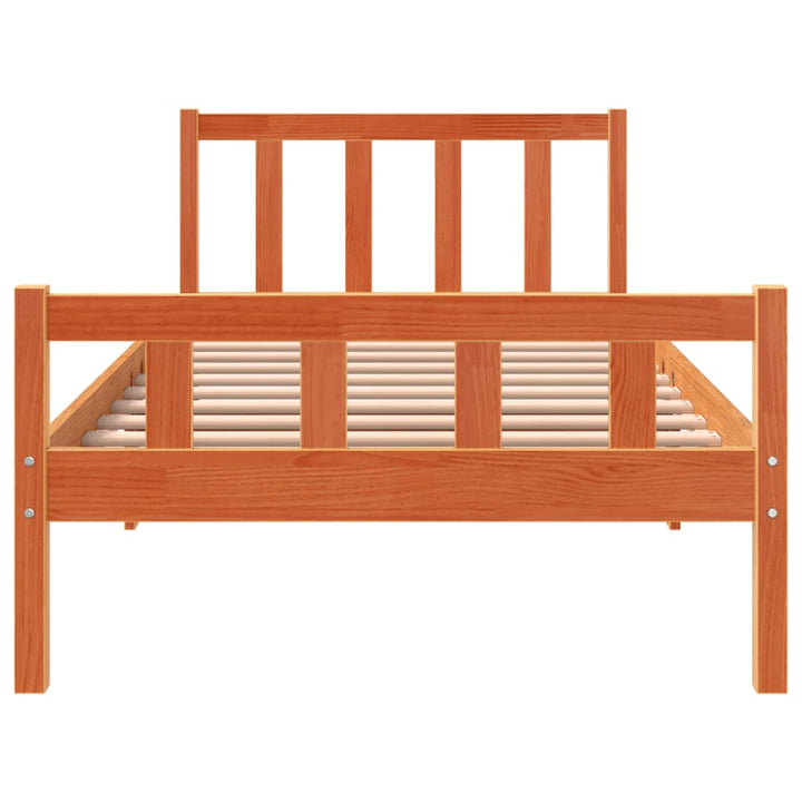 sengeramme uden madras 75x190 cm massivt fyrretræ gyldenbrun