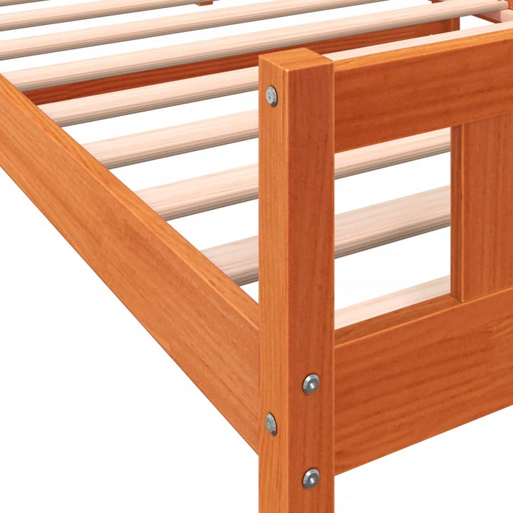 sengeramme uden madras 75x190 cm massivt fyrretræ gyldenbrun