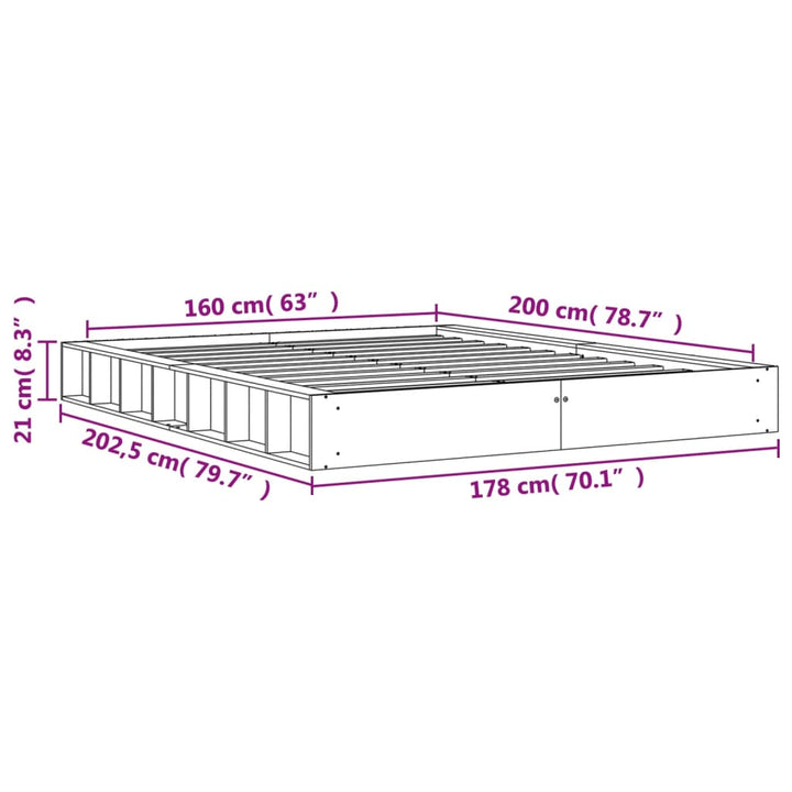 sengeramme uden madras 160x200 cm massivt fyrretræ gyldenbrun