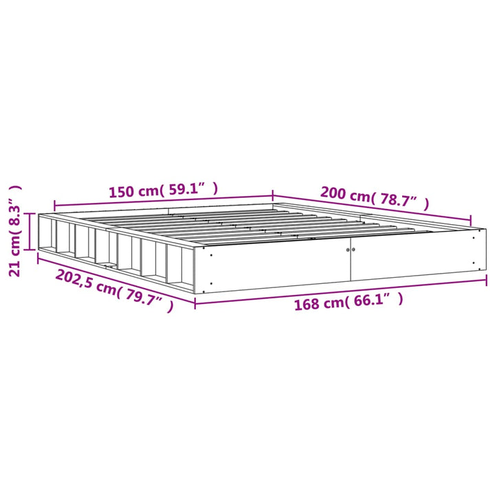 sengeramme uden madras 150x200 cm massivt fyrretræ gyldenbrun