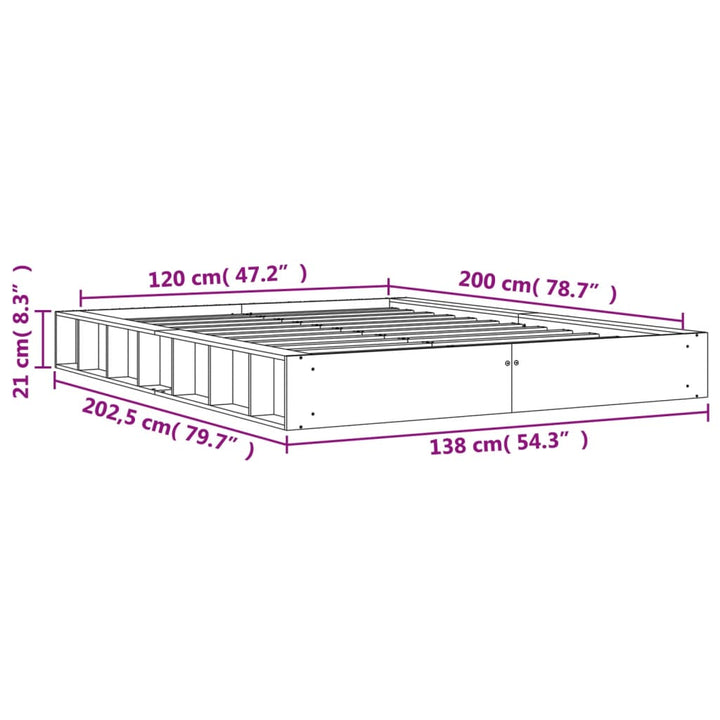 sengeramme uden madras 120x200 cm massivt fyrretræ gyldenbrun