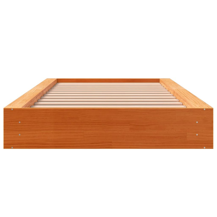 sengeramme uden madras 75x190 cm massivt fyrretræ gyldenbrun