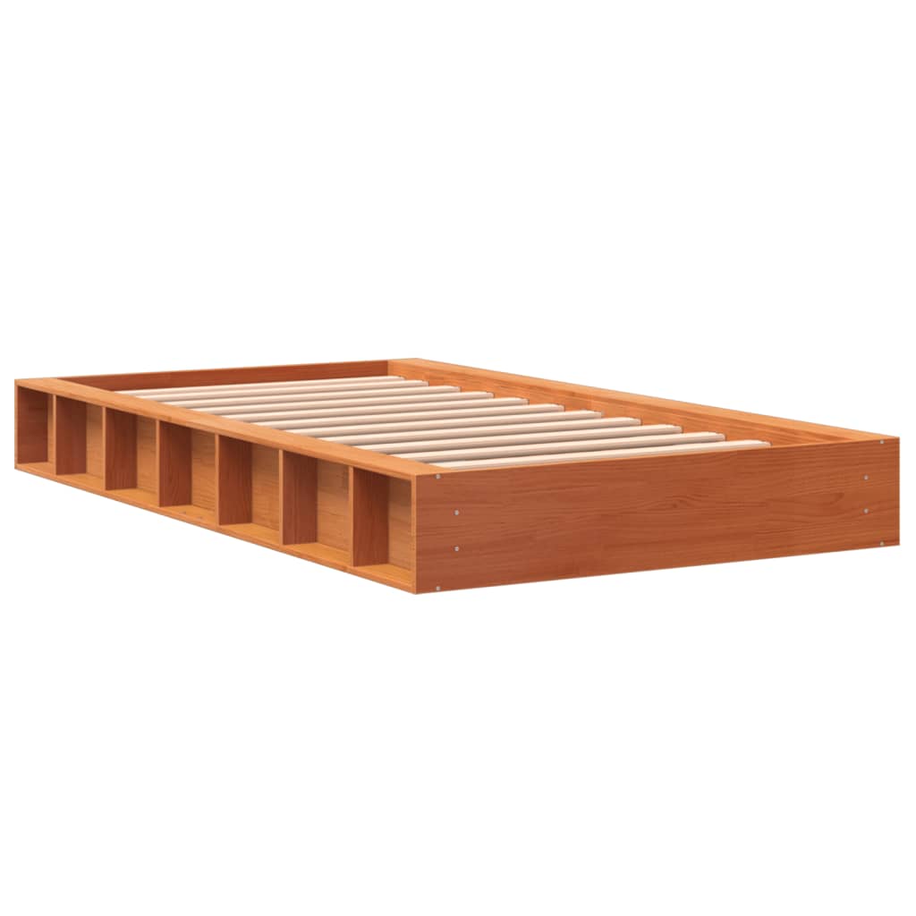 sengeramme uden madras 75x190 cm massivt fyrretræ gyldenbrun