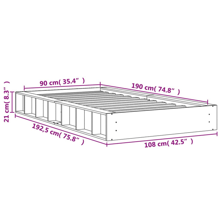 sengeramme uden madras 90x190 cm massivt fyrretræ gyldenbrun