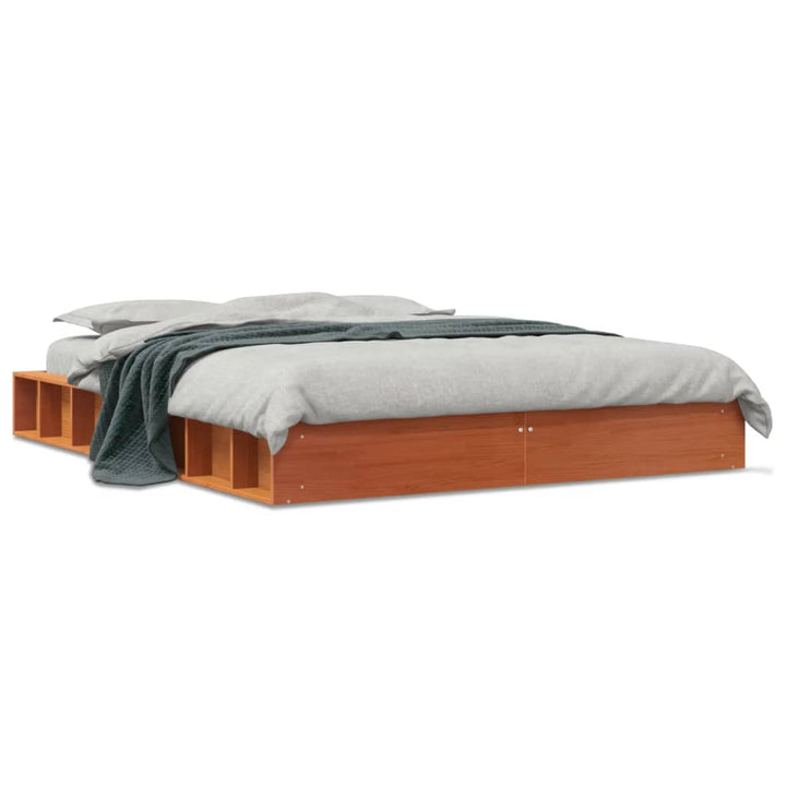 sengeramme uden madras 120x190 cm massivt fyrretræ gyldenbrun