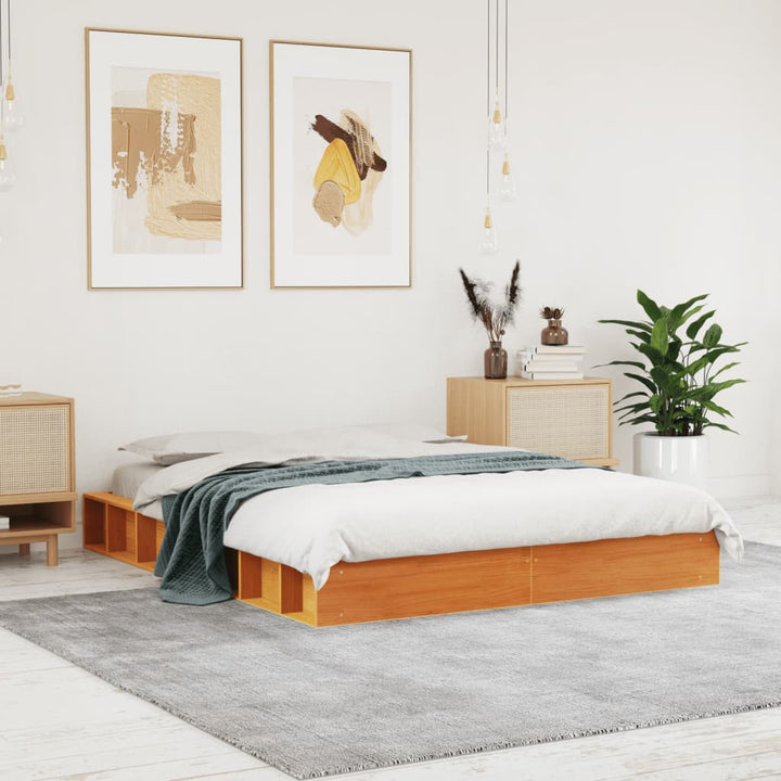 sengeramme uden madras 120x190 cm massivt fyrretræ gyldenbrun