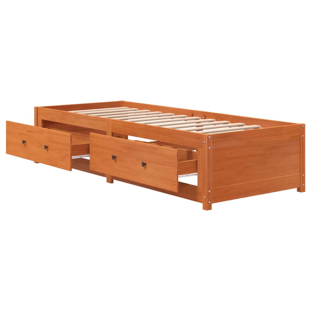 daybed uden madras 90x200 cm massivt fyrretræ gyldenbrun