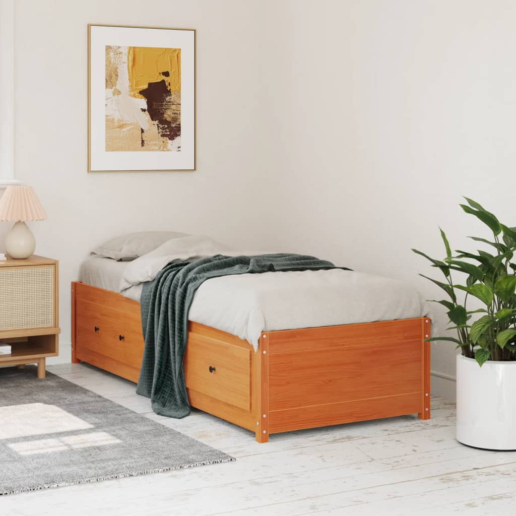daybed uden madras 90x200 cm massivt fyrretræ gyldenbrun