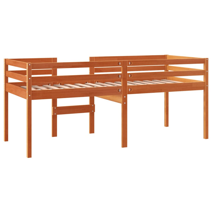 højseng 90x200 cm massivt fyrretræ gyldenbrun