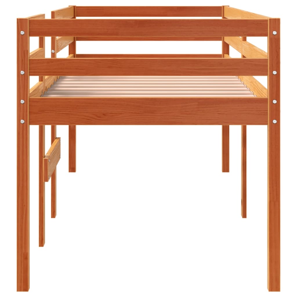 højseng 75x190 cm massivt fyrretræ gyldenbrun