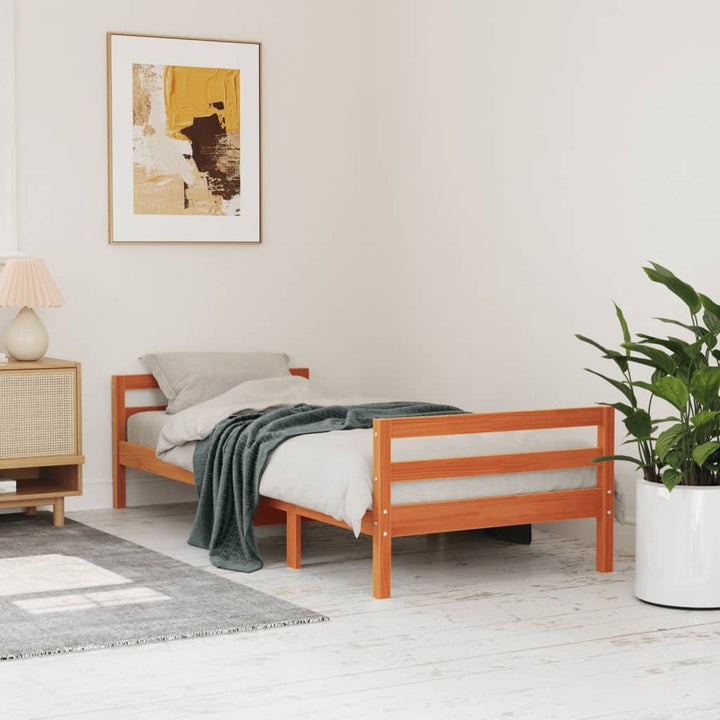 sengeramme uden madras 80x200 cm massivt fyrretræ gyldenbrun