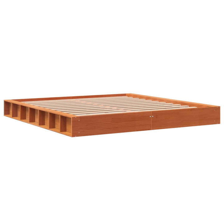 sengeramme uden madras 200x200 cm massivt fyrretræ gyldenbrun