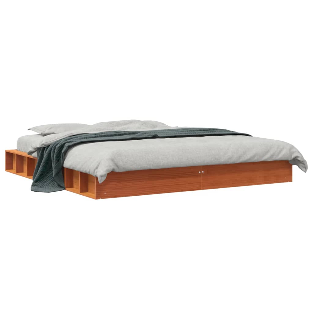 sengeramme uden madras 180x200 cm massivt fyrretræ gyldenbrun