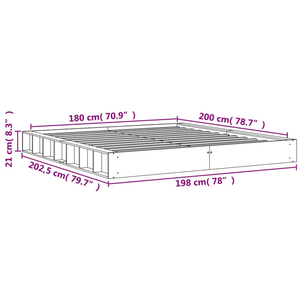 sengeramme uden madras 180x200 cm massivt fyrretræ gyldenbrun