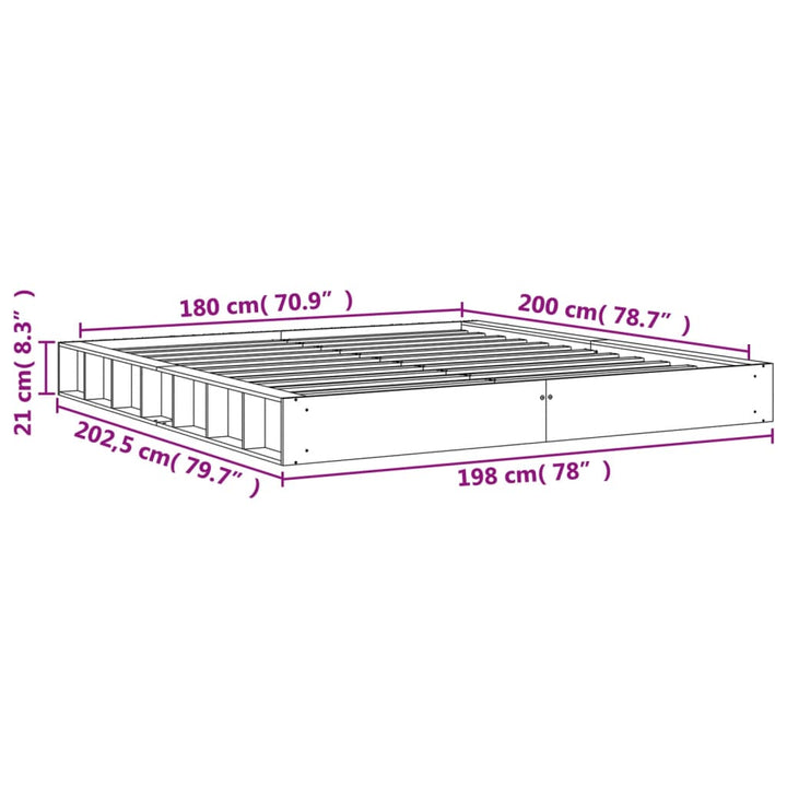 sengeramme uden madras 180x200 cm massivt fyrretræ gyldenbrun