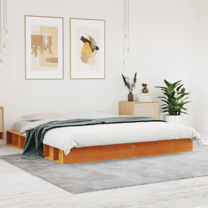 sengeramme uden madras 180x200 cm massivt fyrretræ gyldenbrun