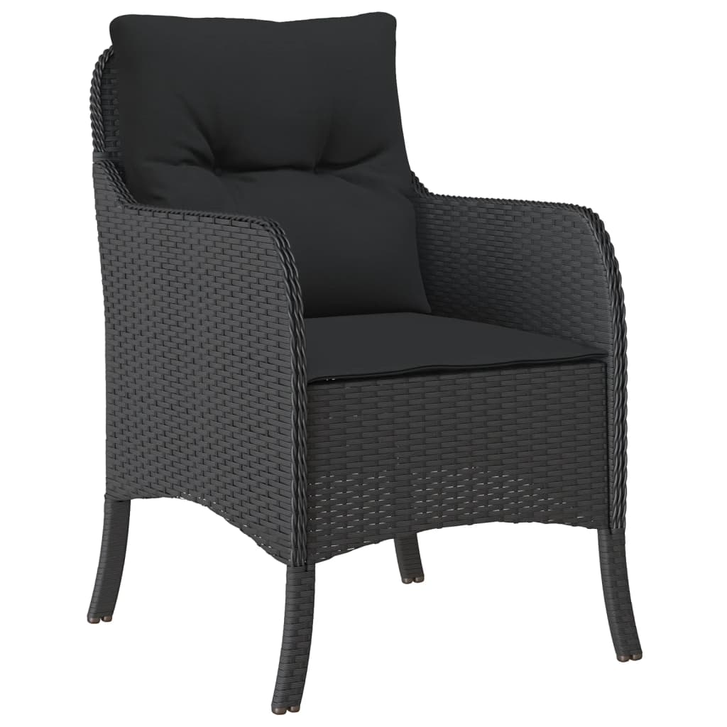 spisebordssæt til haven 5 dele med hynder polyrattan sort
