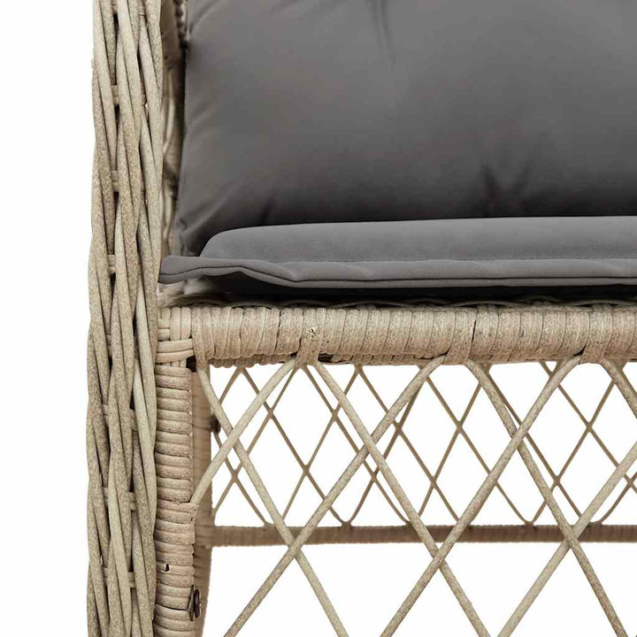 spisebordssæt til haven 9 dele med hynder polyrattan beige
