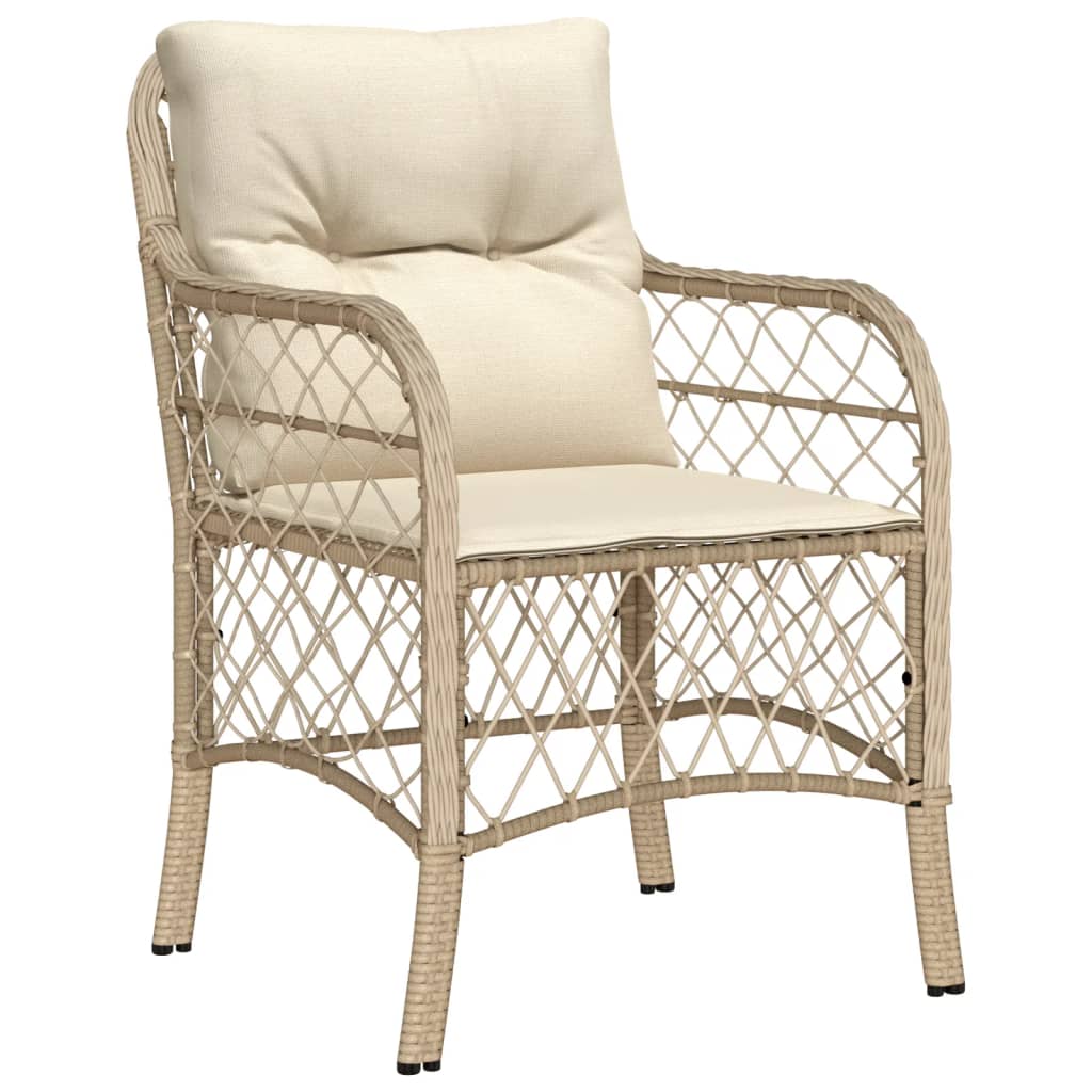spisebordssæt til haven 7 dele med hynder polyrattan beige
