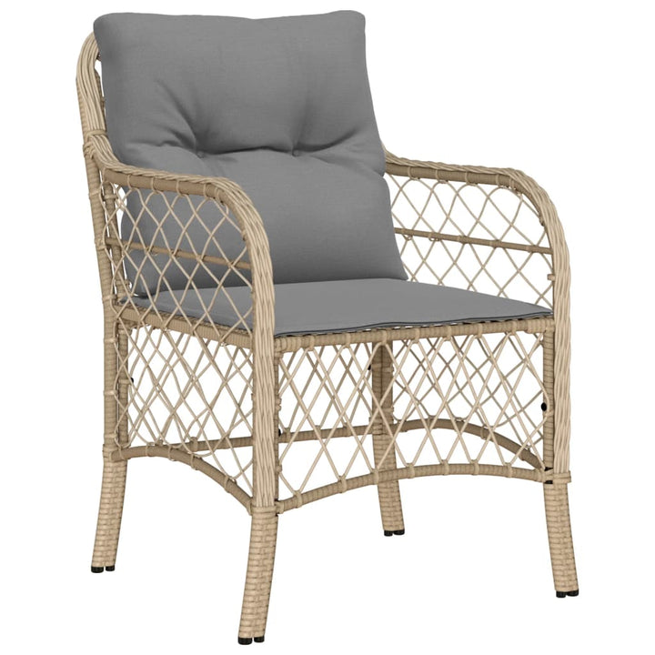spisebordssæt til haven 5 dele med hynder polyrattan beige