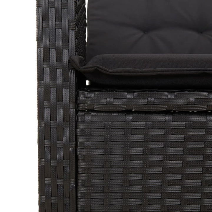 spisebordssæt til haven 7 dele med hynder polyrattan sort
