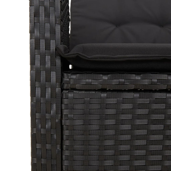 spisebordssæt til haven 7 dele med hynder polyrattan sort