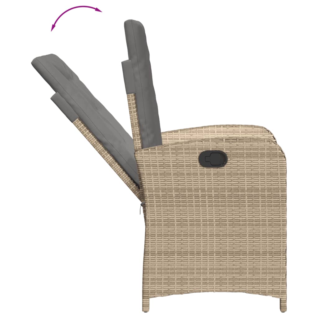 spisebordssæt til haven 7 dele med hynder polyrattan beige