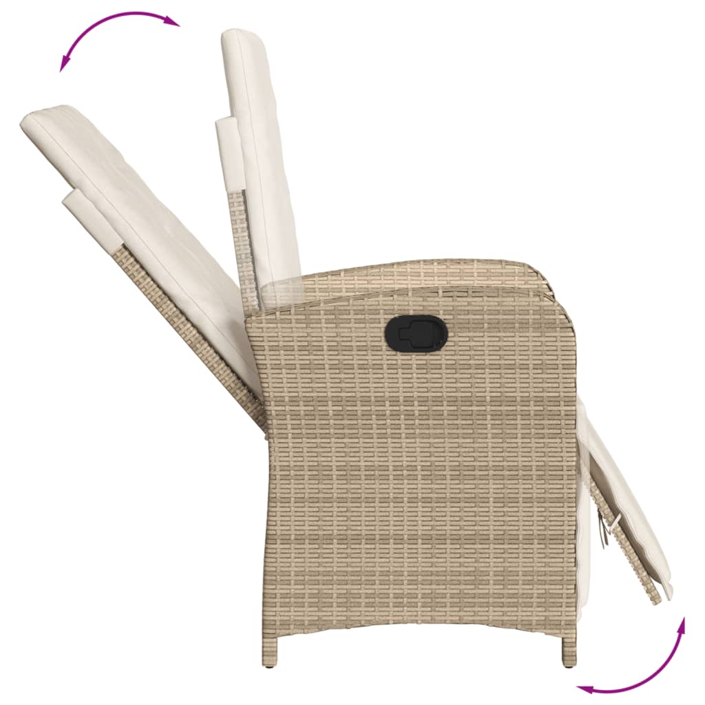 spisebordssæt til haven 9 dele med hynder polyrattan beige
